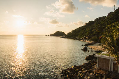 Scenic view of sea against sky during sunset