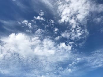 Low angle view of clouds in blue sky