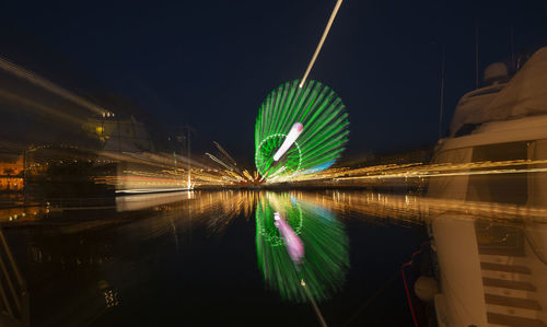 Blurred motion of illuminated city at night