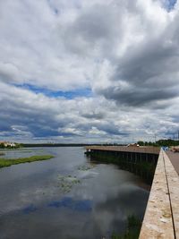 Bridge over river against sky