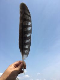 Midsection of person holding ice cream against sky