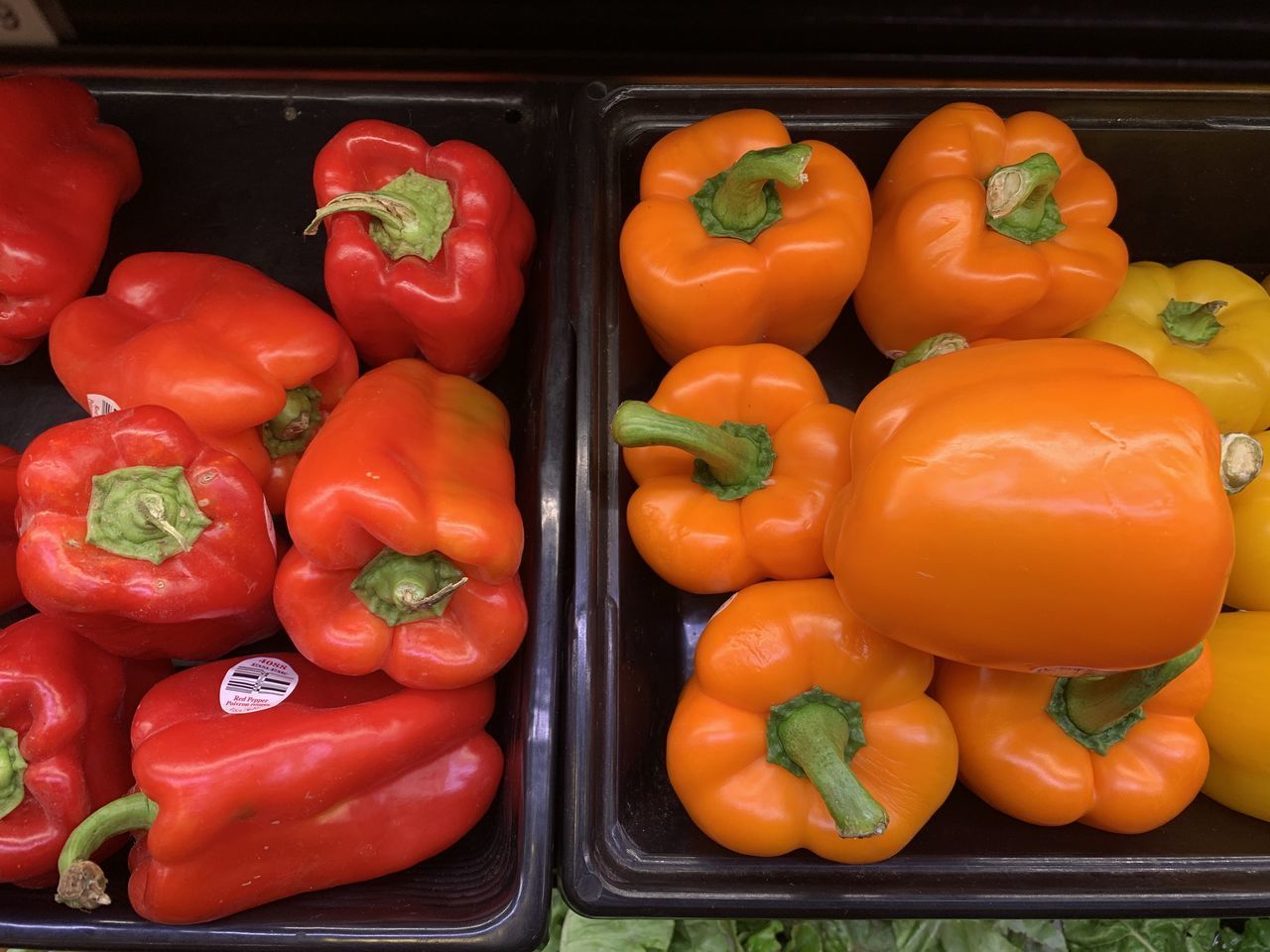 CLOSE-UP OF RED BELL PEPPERS FOR SALE AT MARKET