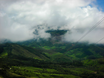 Scenic view of landscape against cloudy sky