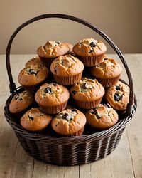 High angle view of food in wicker basket on table