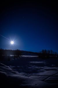 Scenic view of illuminated moon against clear sky at night