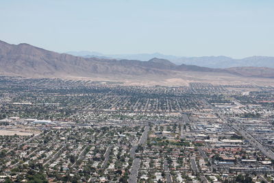 Aerial view of landscape against clear sky