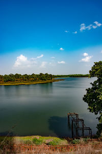 Scenic view of lake against sky