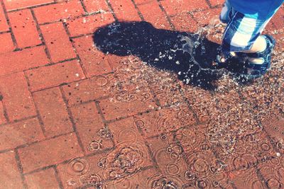 Child walking through water