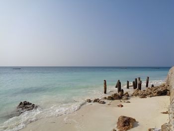 Scenic view of sea against clear sky