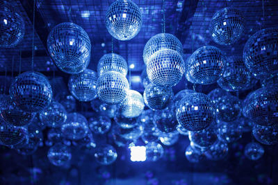 Disco ball in blue light