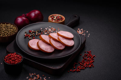 High angle view of food on table