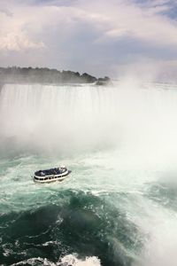 View of boat in sea