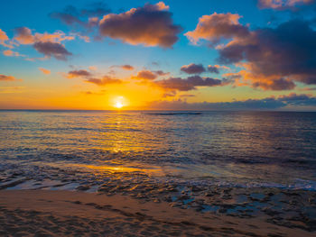 Scenic view of sea against sky during sunset