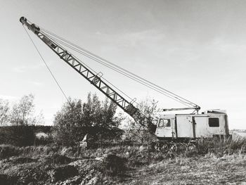 Train on railroad track against sky