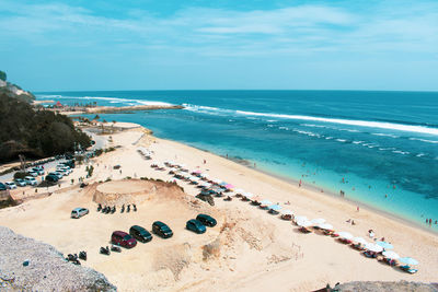 High angle view of beach against sky