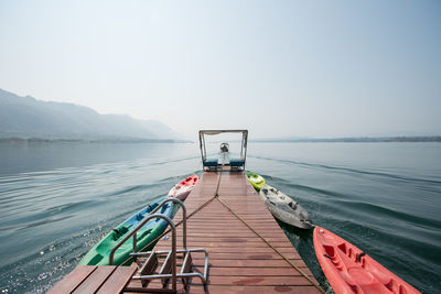 Scenic view of lake against clear sky