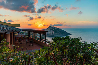 Scenic view of sea against sky during sunset in castelsardo