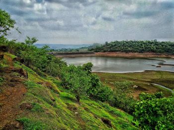 Scenic view of lake against sky