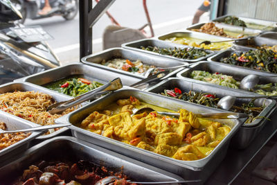 High angle view of food on table