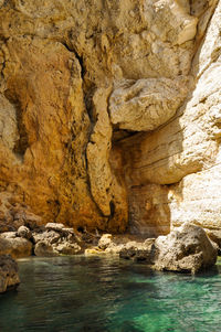 Rock formation in sea