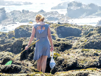 Rear view of woman looking at view