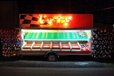 Illuminated bus at night