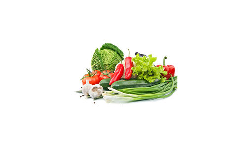 Close-up of vegetables against white background
