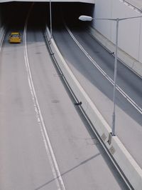 High angle view of car entering tunnel