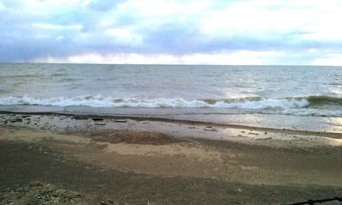 Scenic view of beach against sky