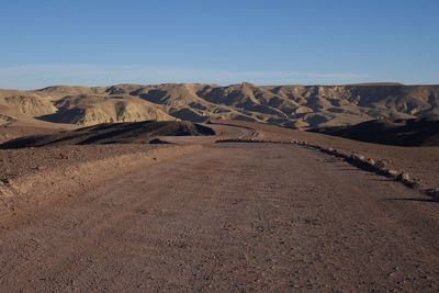 Scenic view of desert against clear sky