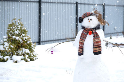 Close-up of snowman