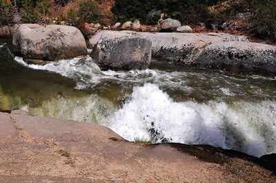 Water flowing through rocks