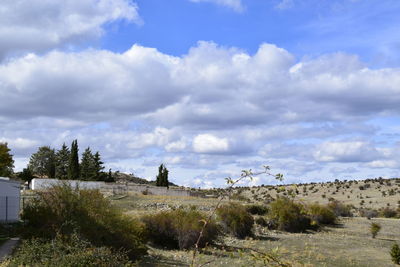 Scenic view of land against sky
