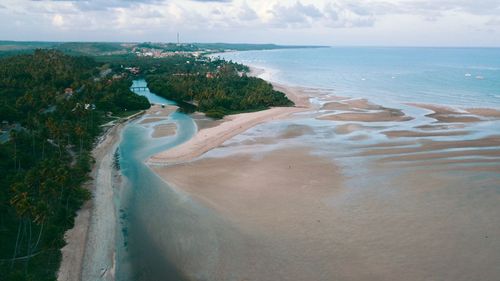 Scenic view of sea and river against sky