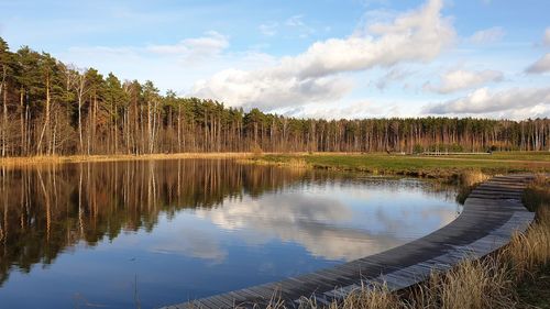 Scenic view of lake against sky