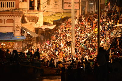 Night view of varanasi ghats