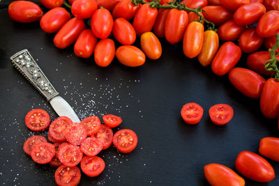 Directly above shot of tomatoes on table