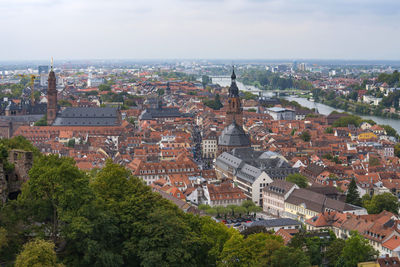 High angle view of heidelberg against sky in city