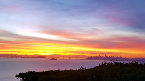 Scenic view of sea at sunset