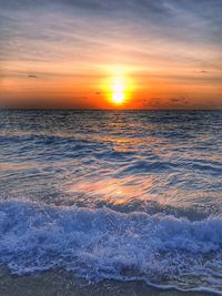 View of calm sea at sunset