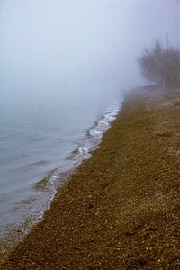 Scenic view of beach against clear sky