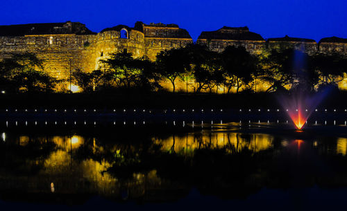 Reflection of buildings in lake