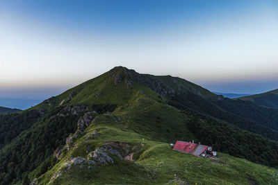 Scenic view of mountains against clear sky