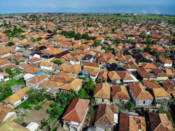 High angle view of townscape against sky