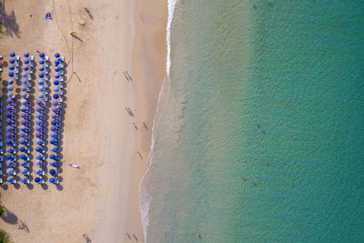 High angle view of sand on beach