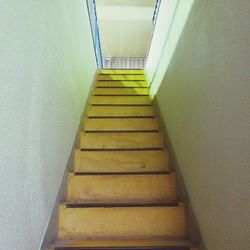 High angle view of staircase in building