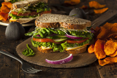 Close-up of food on table