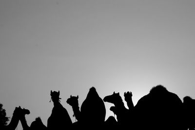 Silhouette people against clear sky