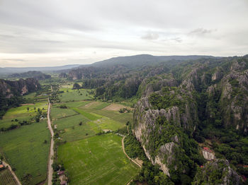 High angle view of landscape against sky