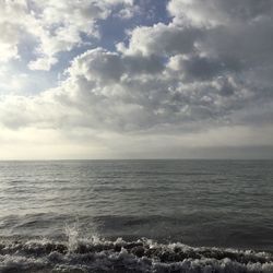 Scenic view of sea against cloudy sky